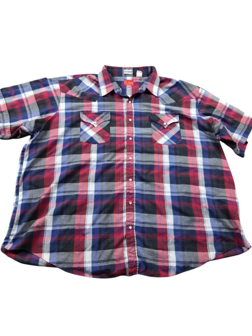 Plains Western Wear Pearl Snap Shirt Mens 3XL Cowboy Plaid Western Short Slv